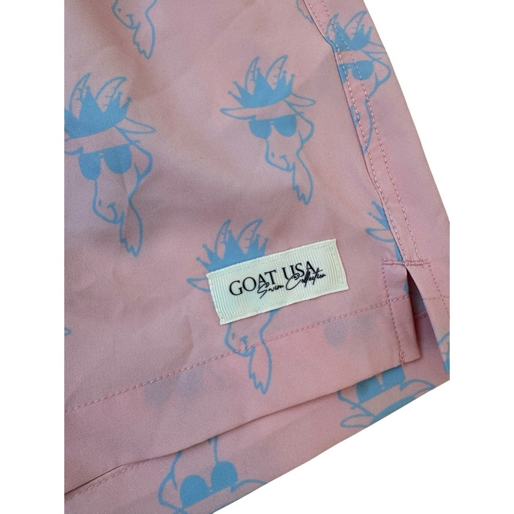 Goat USA Boy's Swim Shorts Blue Pink Cotton Candy Colorblock Swim Shorts Large - Picture 2 of 6